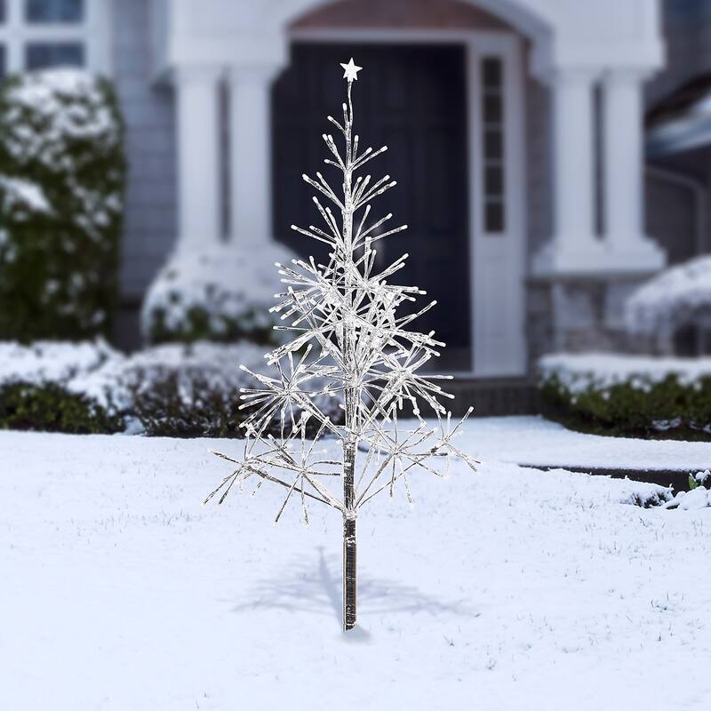 Alpine Corporation 53"H Indoor/Outdoor Artificial Christmas Tree with LED Lights