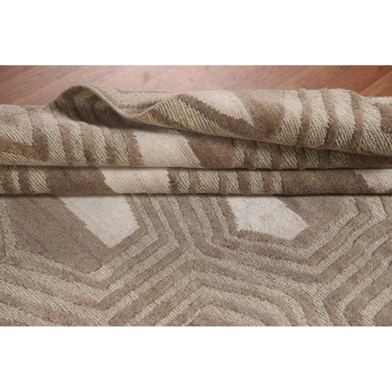 All-Over Modern Area Rug Handmade Wool Carpet - 8'1"x 9'8"