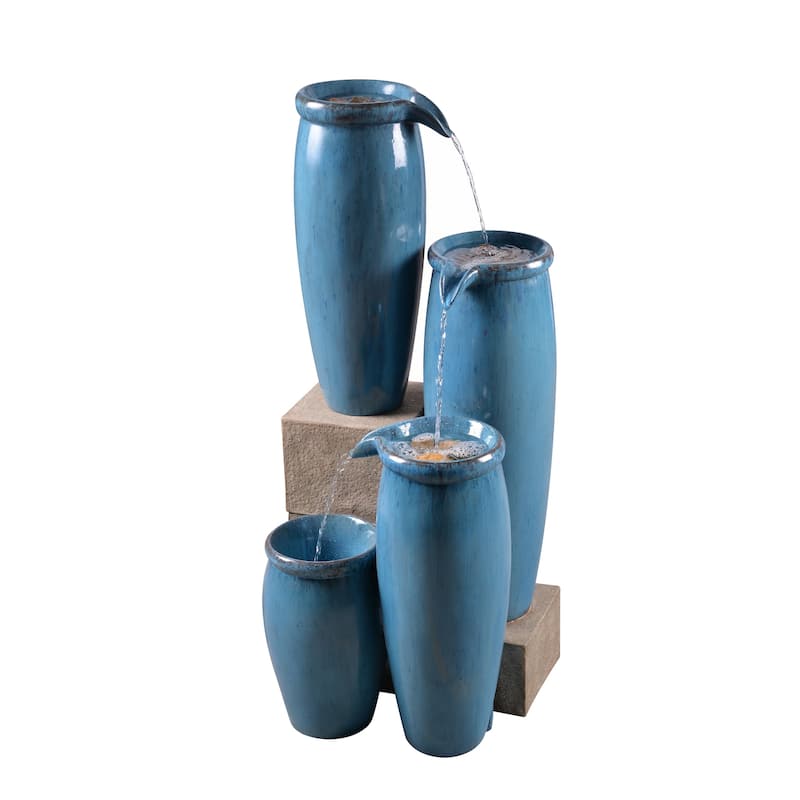 Kenroy Home Vessel Cascading Floor Fountain - Blue