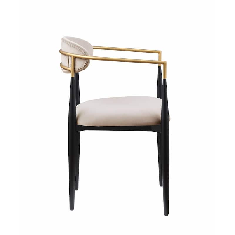 Black and Gold/Taupe Fabric Upholstered Metal Frame Dining Chair, Set of 2, Sturdy Dining Chair for Dining Rooms - 22.75