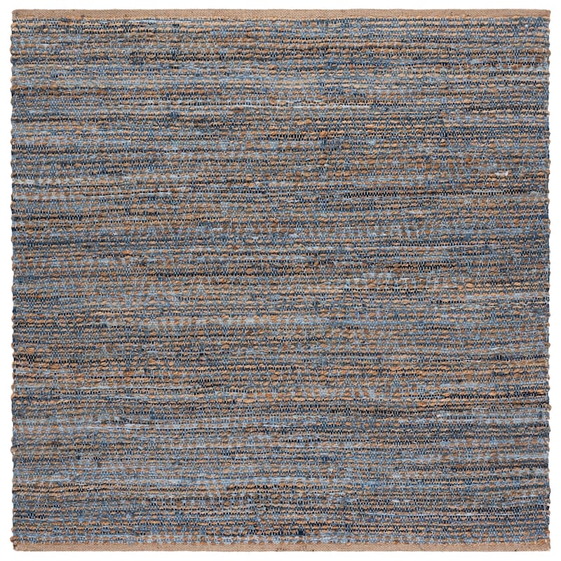 SAFAVIEH Handmade Cape Cod Cirina Coastal Jute Rug - 6' Square - Natural/Blue