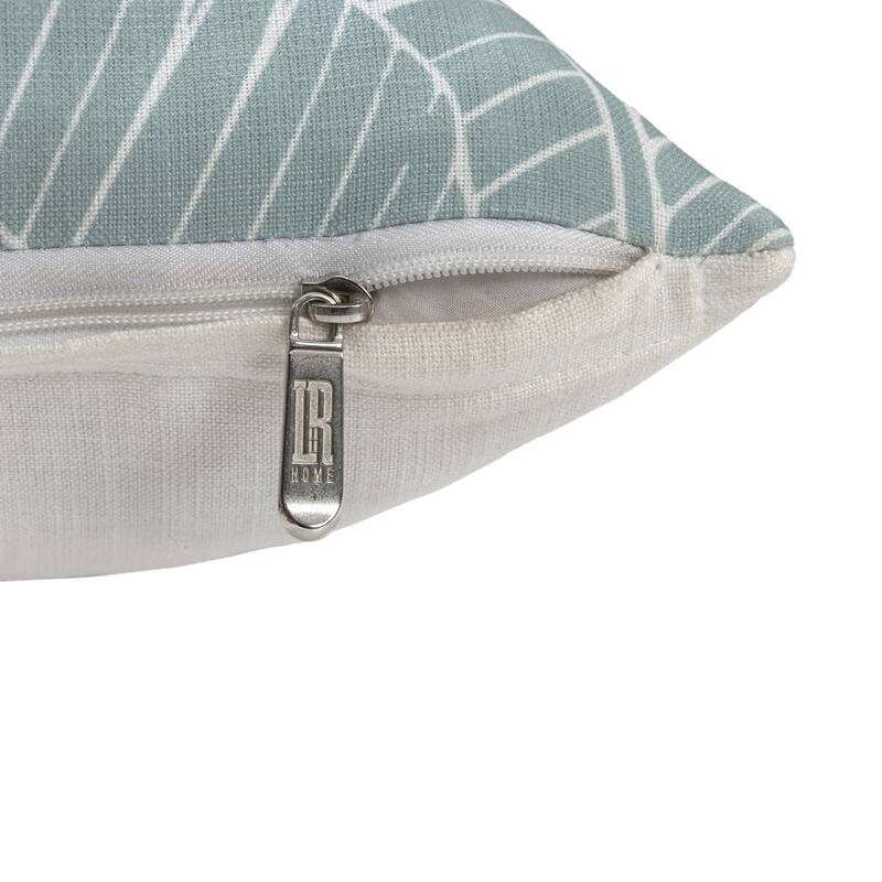 Palm Fronts Reversible Outdoor Square Throw Pillow Cover - 18" - Blue and White