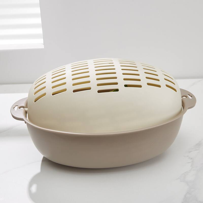 Javlergo Oval Kitchen Colander Set with Bowl Strainer, 2 in 1 BPA Free Plastic Fruit Vegetable Washing Food Strainers