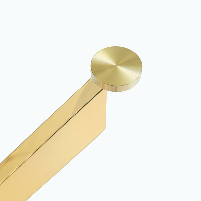 Large Modern Minimalist Rectangular Glass Dining Table with 0.4" Tempered Glass Tabletop and Gold Metal Legs, for 4-6 people