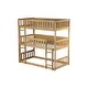 preview thumbnail 9 of 11, Twin Size Triple Rubber Wood Bunk Bed, Oak