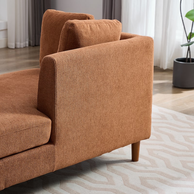 77.95"W Modern Double-Sided Upholstered Chaise Lounge, Sleeper Sofa Couch With 4 Throw Pillows, Daybed with Rubberwood Legs