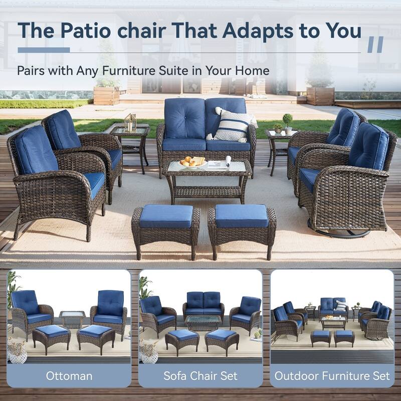 Gymojoy Stylish High Back Outdoor Wicker Dining Chairs Set of 2