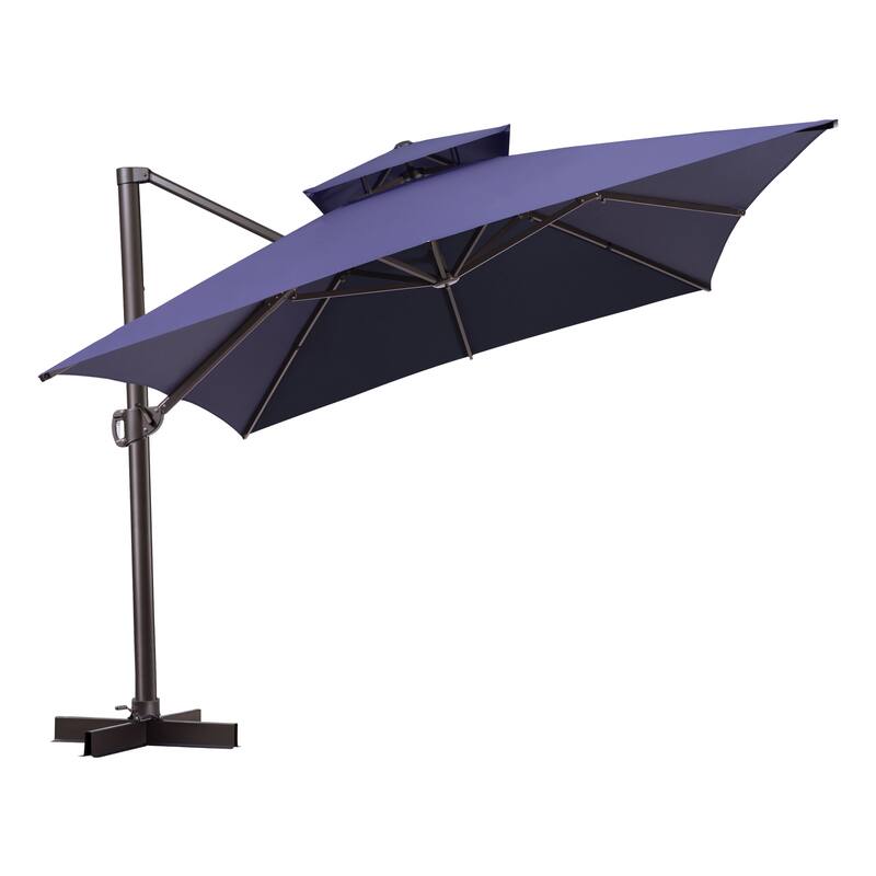 VredHom Patio Offset Umbrella 360 Degree Rotation without Base - Navy Blue