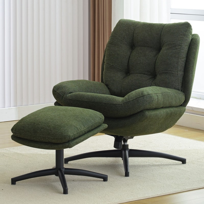 Swivel Accent Chair with Ottoman Rocker Chairs Ottoman Set Rocking Glider Lounge Reading Chair Footrest for Living Room Green