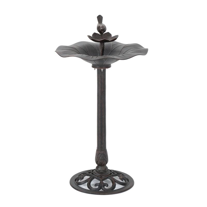 Roomfitters Lancaster Outdoor Aluminum and Iron Top Bird Bath with Stable Iron Base, Bronze