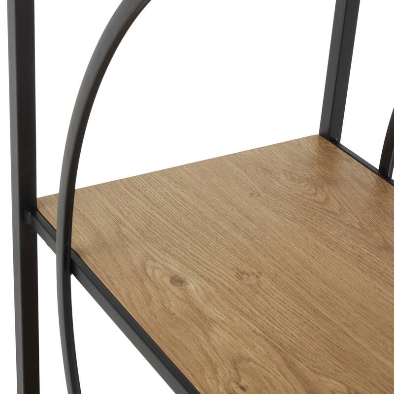 Black Metal Circle Shelving Unit with Black Metal Frame