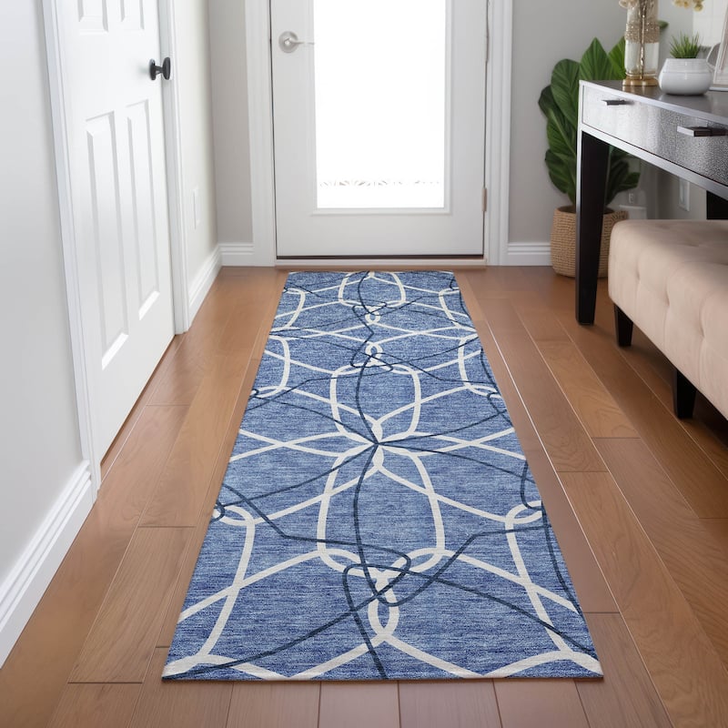 Machine Washable Indoor/ Outdoor Abstract Prism Chantille Rug