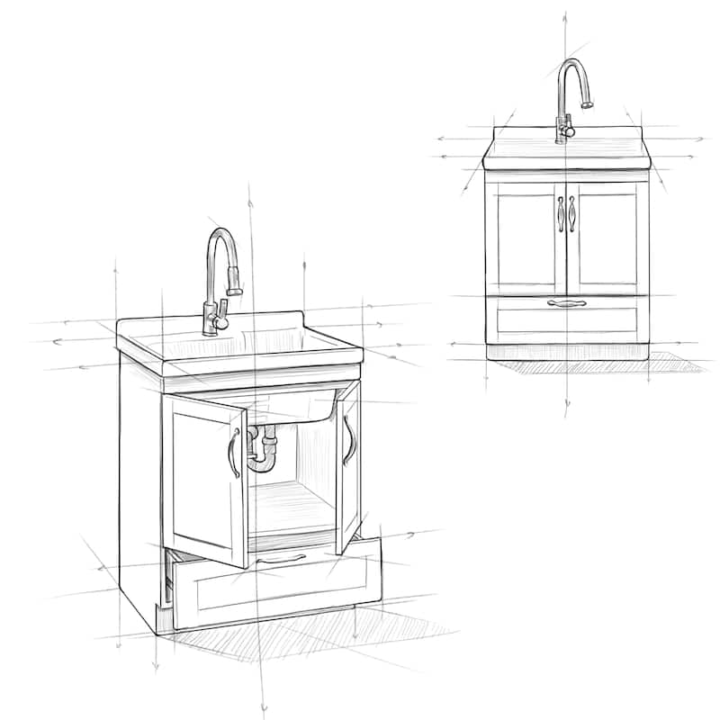 WYNDENHALL Janine Transitional ABS Utility Sink & Cabinet