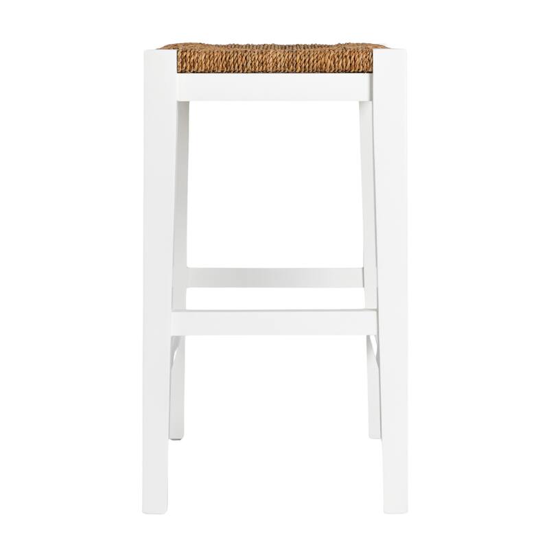 Willowbrook Wood and Seagrass Backless Counter Stool