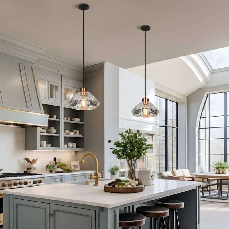 Flyn Modern 1-Light Textured Glass Pendant Light for Kitchen Island