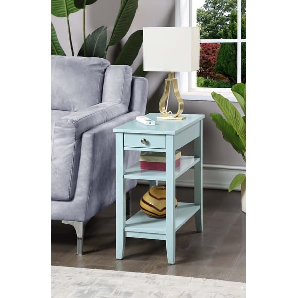slide 2 of 10, Convenience Concepts American Heritage 1 Drawer Chairside End Table with Shelves Sea Foam Blue