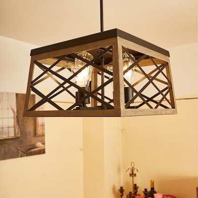 Industrial Modern 4 Light Geometric Pendant Hanging Light