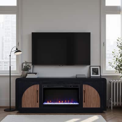 Bridgevine Home Eclipse 65 inch Fireplace TV Stand, for TVs up to 75 inches, Two-Tone Finish