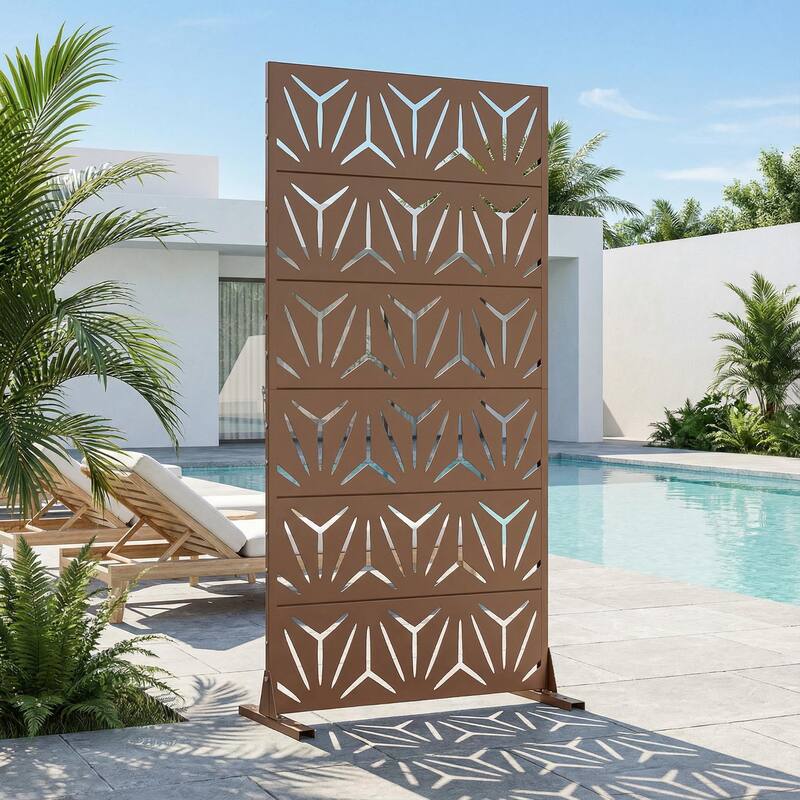 72" H×47"W Dovelina Black Outdoor Freestanding Metal Privacy Screen Decorative Garden Fence