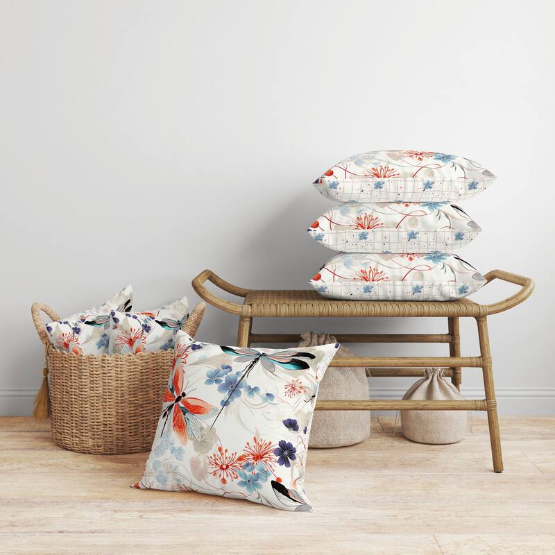Wings in Motion Faux Suede Reversible Throw Pillow Red and Blue
