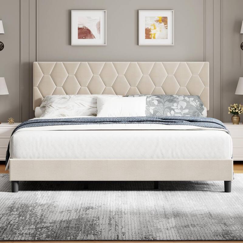 Heavy-Duty Full Platform Bed Frame with Strong Wood Slats