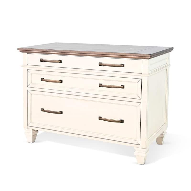Casey File Cabinet with 3 Drawers, White Brown Mahogany Mindy Wood