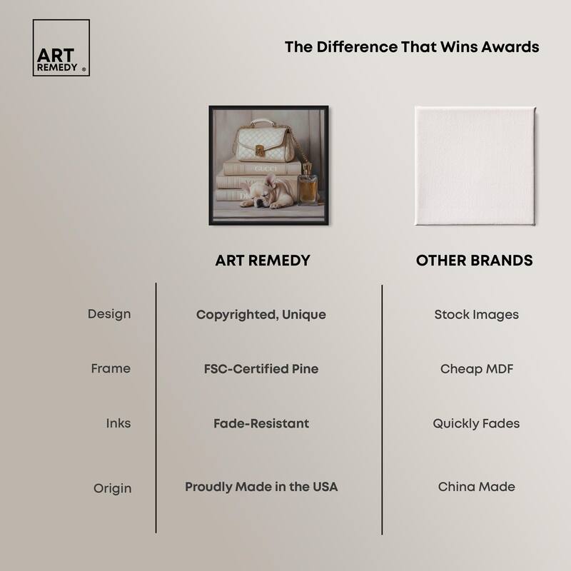 Ivory Books and Frenchie Canvas by Art Remedy