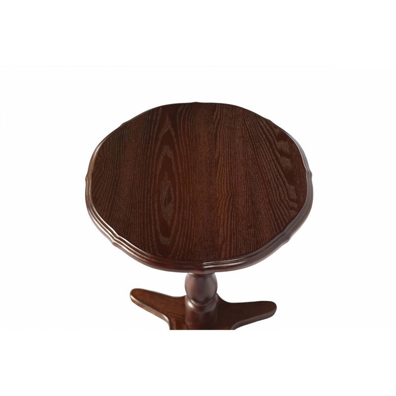 15.75 inch Round Small End Table, Wooden Pedestal Side Coffee Tables, Vintage Accent Nightstand for Living Room, Bedroom