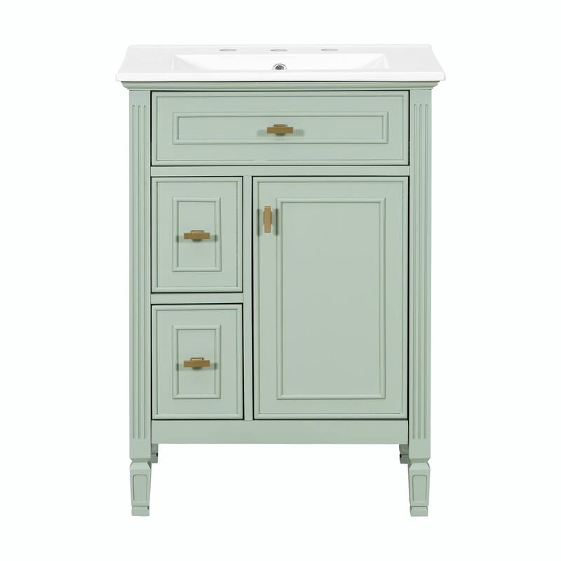 24-Inch Bathroom Vanity with Sink, Solid Wood and MDF Cabinet