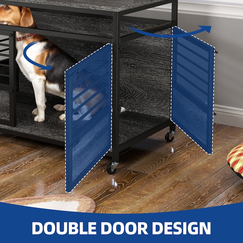 Moasis 39.4" Dog Crate Furniture Indoor Furniture End Table - 39.4"L x 23.6"W x 30.1"H