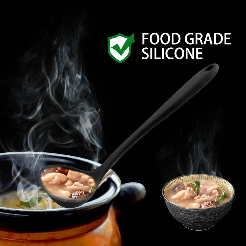 Silicone Soup Ladle Spoon 11.6 "Leng Heat Resistant One Piece - 11.6" x 3.5"(L*W)