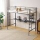 preview thumbnail 18 of 24, Twin Size Metal Loft Bed with Desk and Storage Shelves