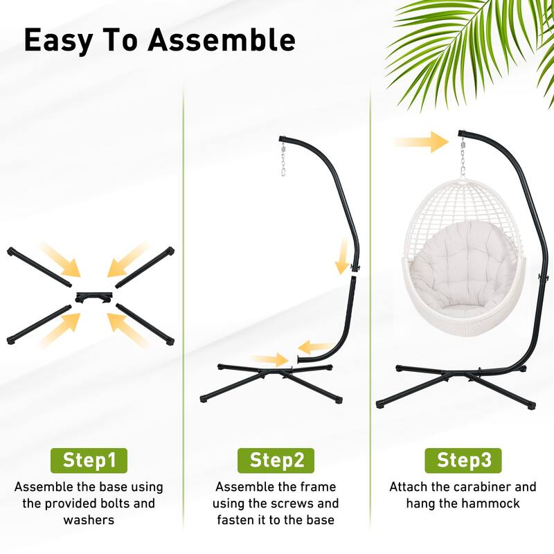 Aoodor Hammock Chair Steel C-Stand - 300 Pound Capacity (Stand Only)