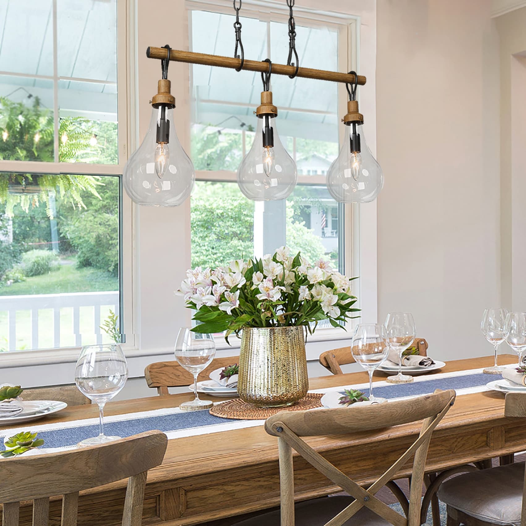 Farmhouse linear chandelier top