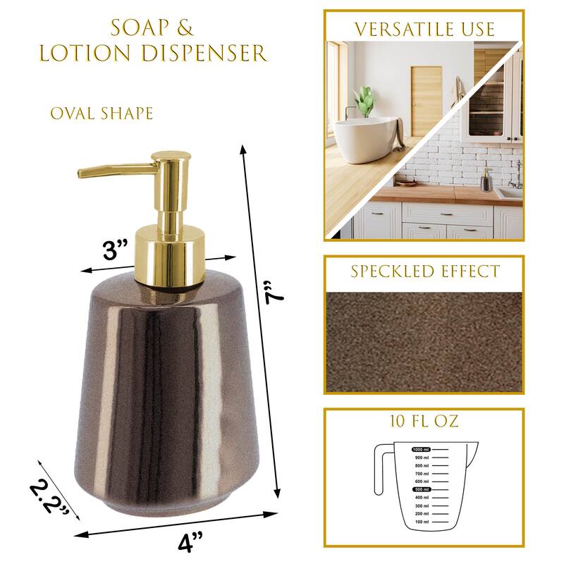 Bronze Porcelain Bathroom Accessory Set 4-Pieces Crackled Texture