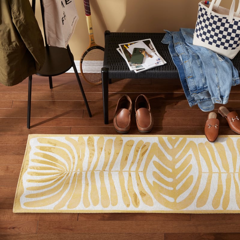 TOWN & COUNTRY LUXE Livie Matisse Cutout Everwash Washable Non-Slip Backing Kitchen Mat