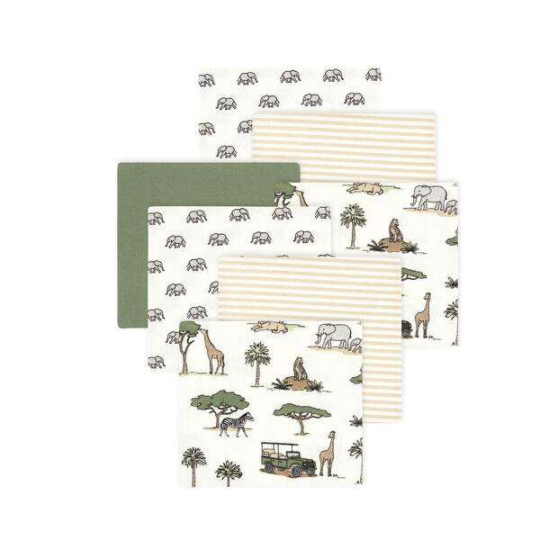slide 1 of 1, Little Treasure Hudson Baby Cotton Poly Flannel Receiving Blankets Multipack, Green Going On Safari, 30x30 inches 30x30 inches - Green Going On Safari