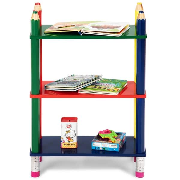 Shop Gymax 3 Tiers Kids Bookshelf Crayon Themed Shelves Storage