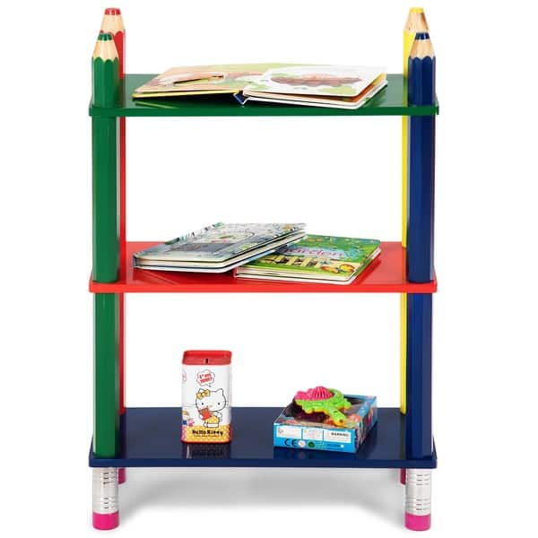 Shop Gymax 3 Tiers Kids Bookshelf Crayon Themed Shelves Storage