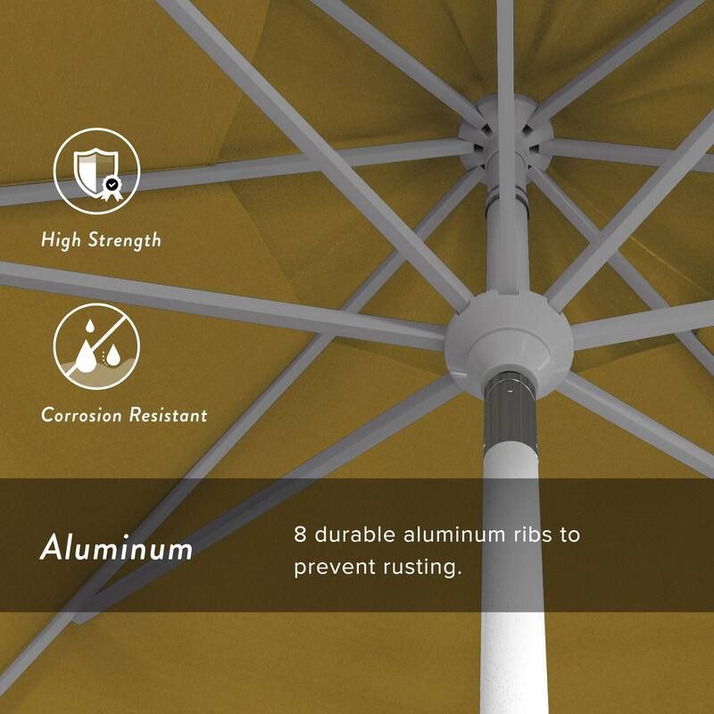 California Umbrella 11' Rd. Aluminum Patio Umbrella, Crank Lift, Collar Tilt, Dbl Wind Vent, White Finish, Sunbrella Fabric