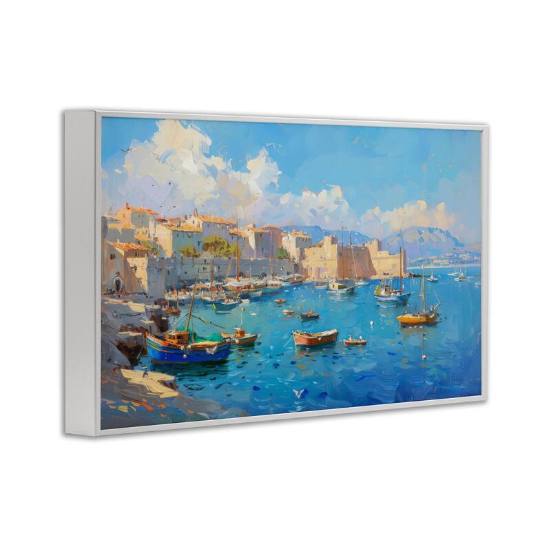 Stupell Nautical Harbor Coastal Town Framed Giclee Art Design By LSR Design Studio