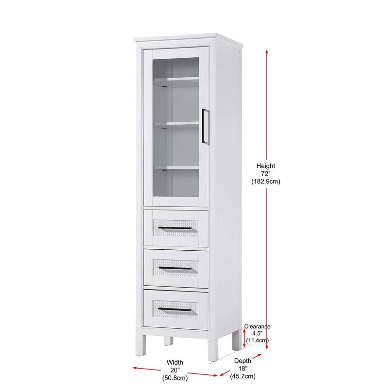 Winslow 16-28 Inch Bath Storage Glass Cabinet