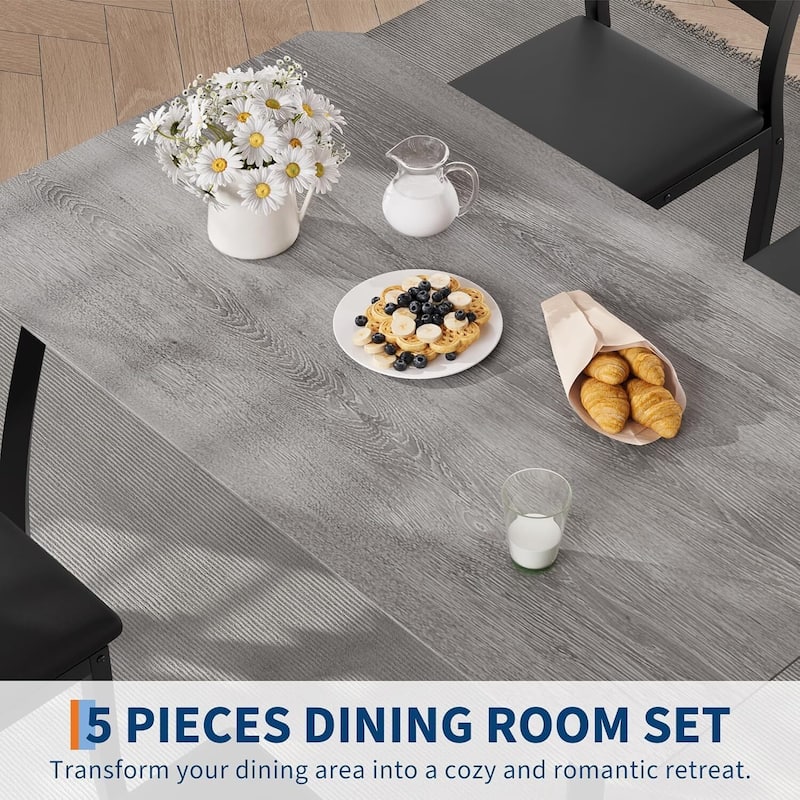 5 Piece Space-Saving Kitchen Dining Table Set for Small Spaces, Apartment
