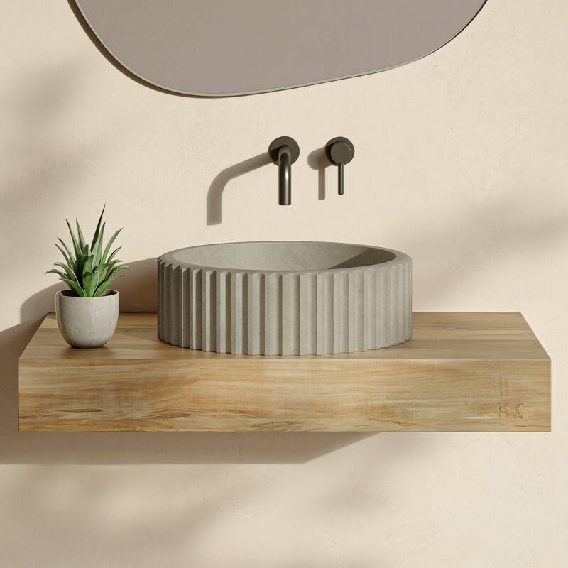 Lafayette 16" Round Concrete Vessel Sink In Taupe - 16