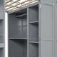 preview thumbnail 12 of 14, Full Size Grey Wooden Loft Bed w/ Desk, Storage Staircase & Shelves, Built-in Wardrobe w/ Foldable Door Panels for Student Dorms