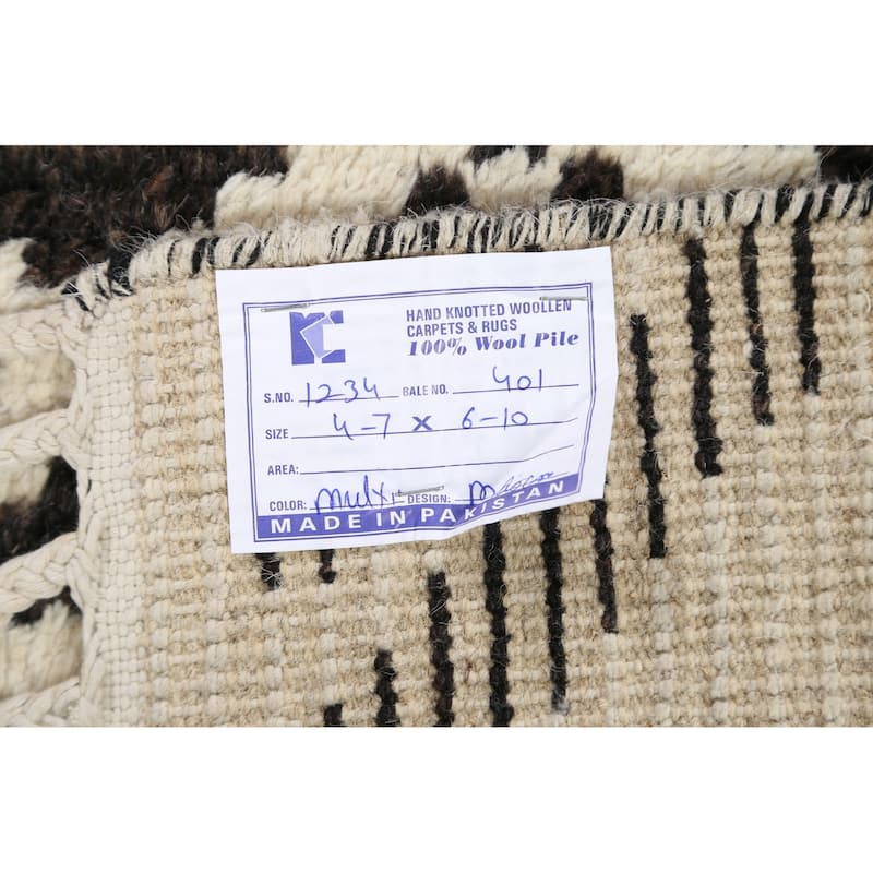 Tribal Modern Vegetable Dye Moroccan Berber Oriental Area Rug Handmade - 4'6" x 6'8"