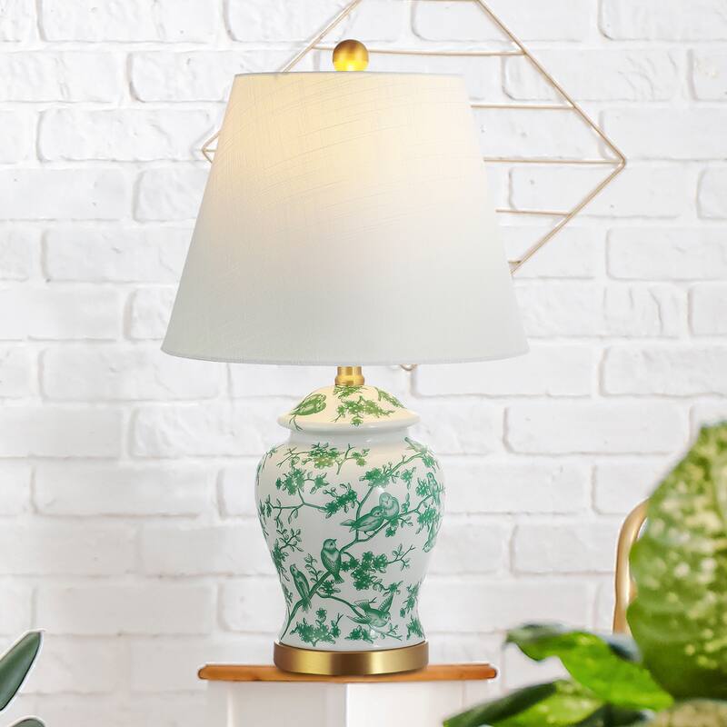 Penelope 22" Chinoiserie LED Table Lamp, Blue/White by JONATHAN Y