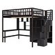 preview thumbnail 25 of 25, Full Size Loft Bed with Bookshelf, Drawers, Desk, Wardrobe & Storage Staircase, Full Length Guardrail