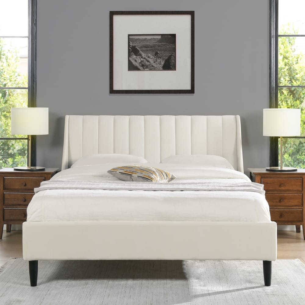 Willow Performance Velvet Channel Tufted Platform Bed