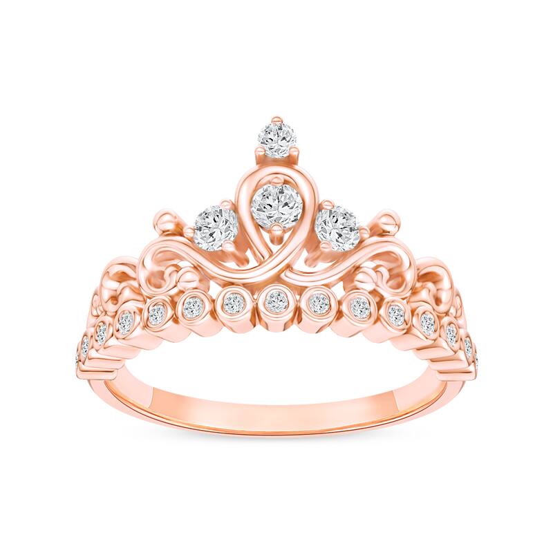 1/4ct TDW Diamond Crown Ring in 10K Gold for Women - 6.5 - Rose